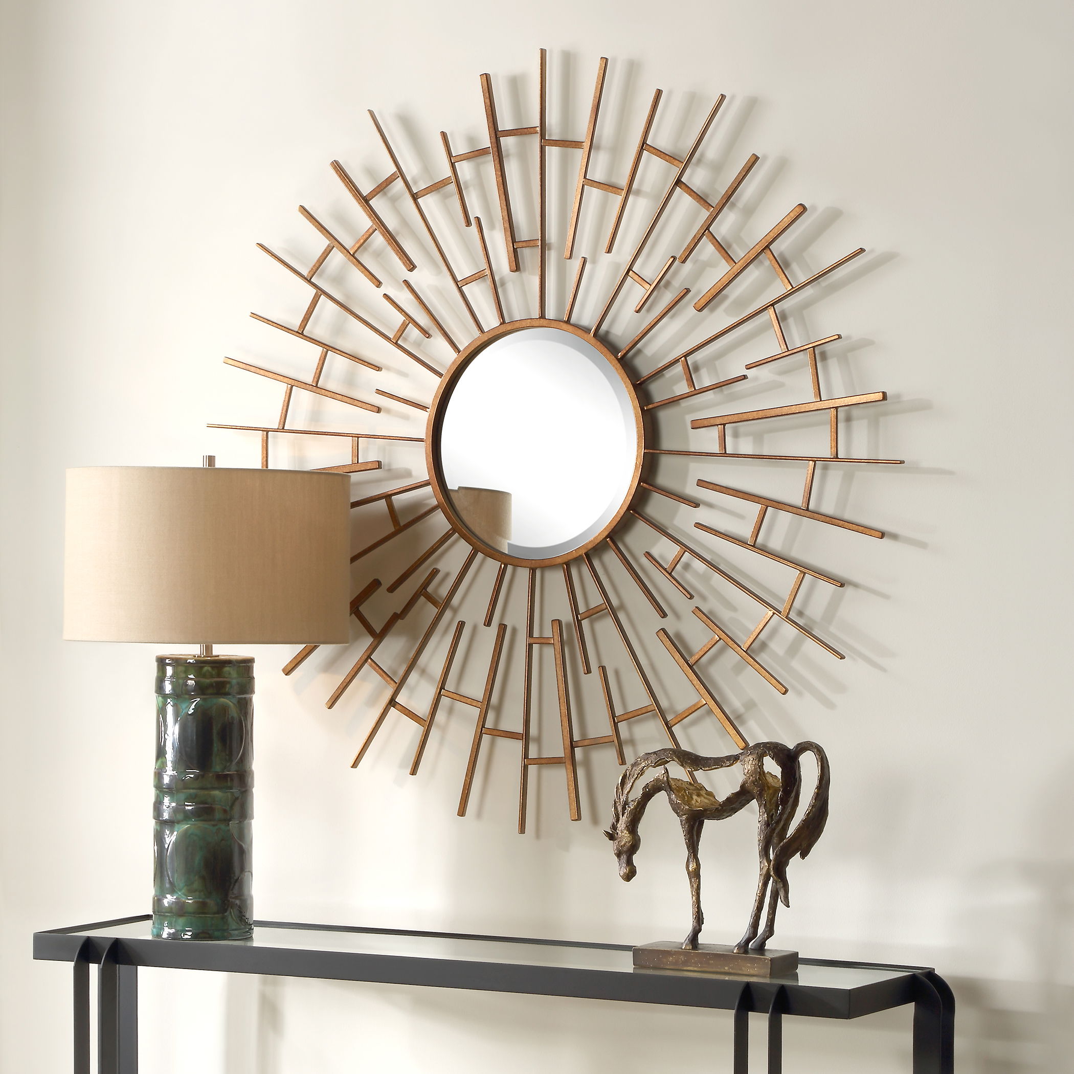 Tangled Bronze Round Mirror large image 