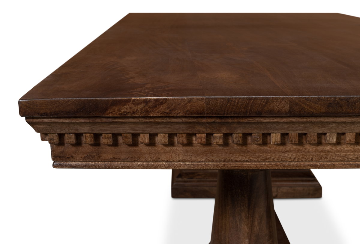 Joshua Pedestal Dining Table, by Sarreid, 3'6" length x 8' width x 2'7" height View 7