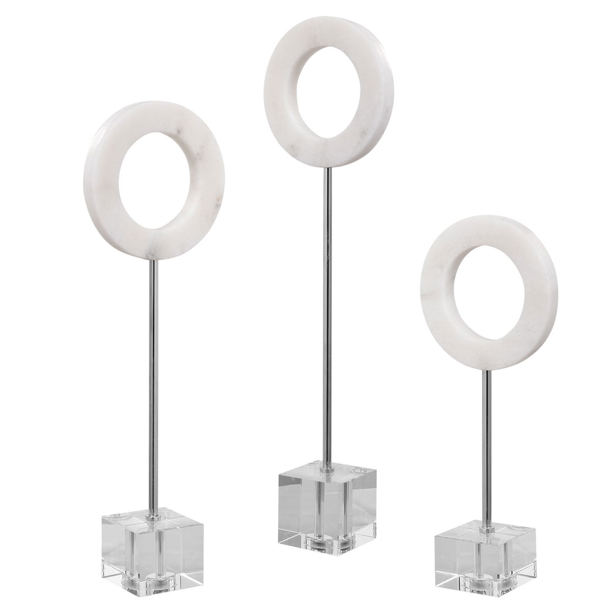 Coin Toss Marble Rings Set/3, Figurines & Statue by Uttermost, 6" width x 22" height x 3" depth View 1