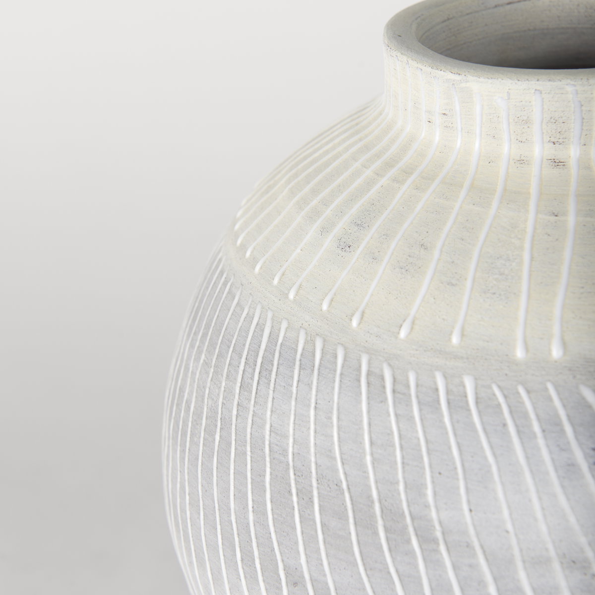 Blume 12.5H Off-White with Gray Textured Vase, by Mercana, 9.45" length x 9.45" width x 12.6" height View 7