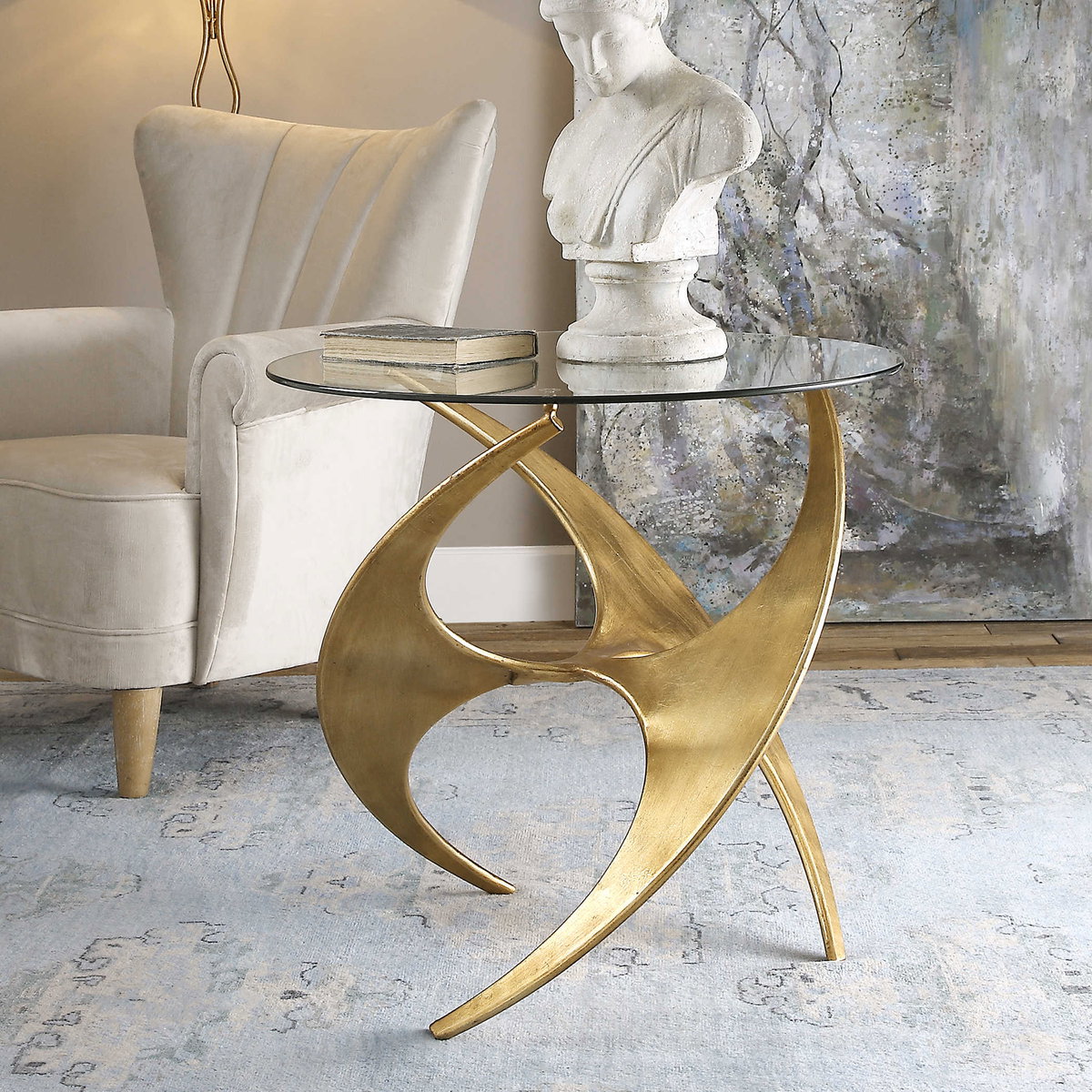 Graciano Glass Side Table, Side & End Table by Uttermost, 28" width x 26.5" height x 28" depth View 2