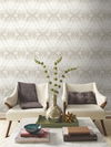 Tudor Diamond Damask Off White Wallpaper thumbnail 2