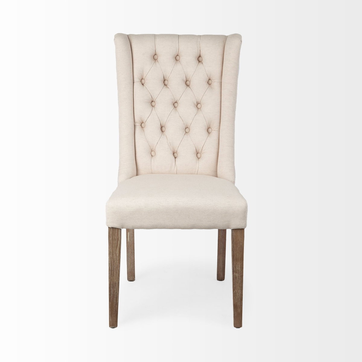 Mackenzie High-Back Dining Side Chair | Cream Plush Linen with Ash Wood, Dining Chair by Mercana, 24.75" length x 20.47" width x 40.34" height View 4