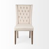 Mackenzie High-Back Dining Side Chair | Cream Plush Linen with Ash Wood, Dining Chair by Mercana, 24.75" length x 20.47" width x 40.34" height thumbnail 4