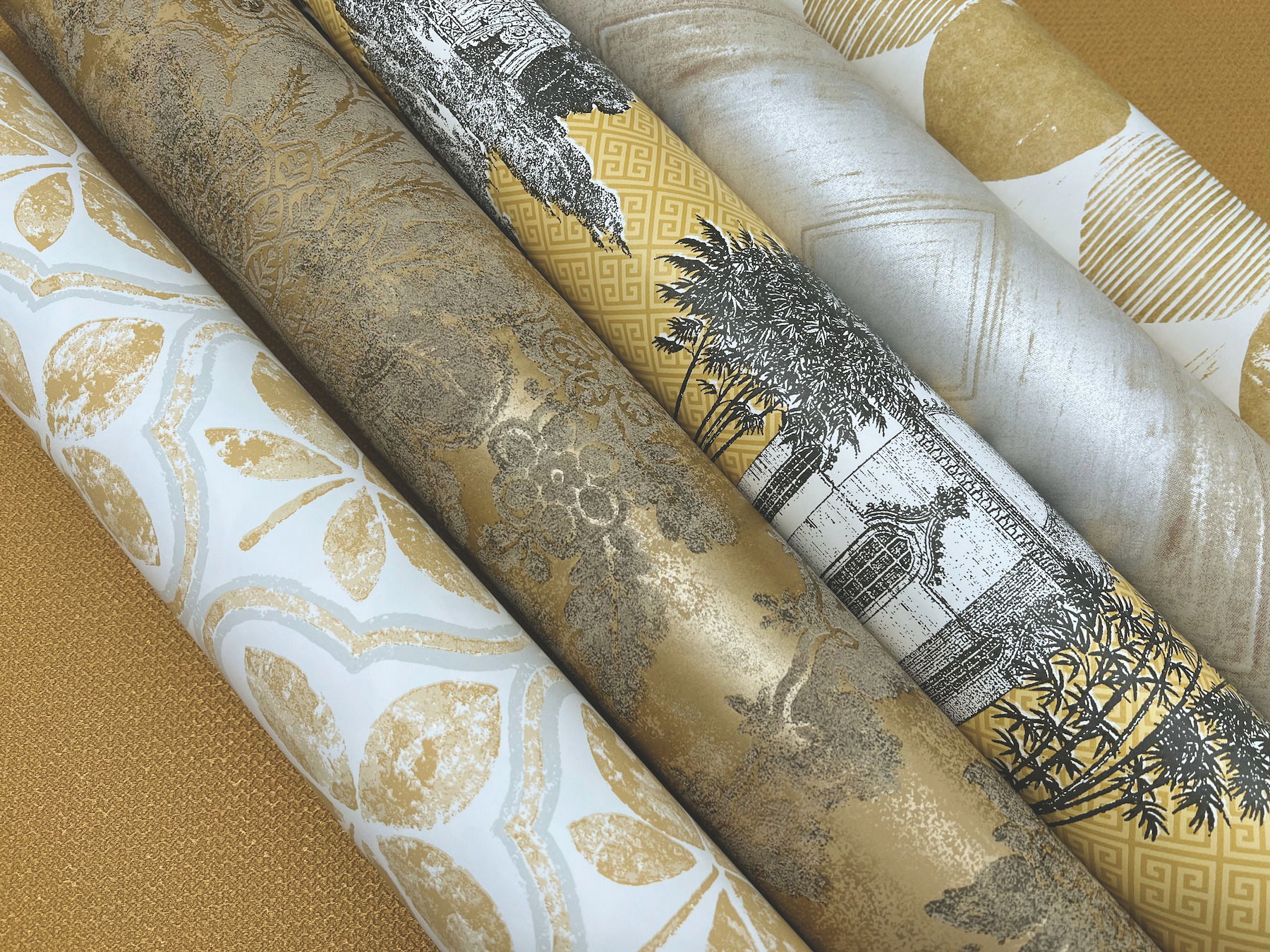 Charleston Damask Yellow Wallpaper large image 
