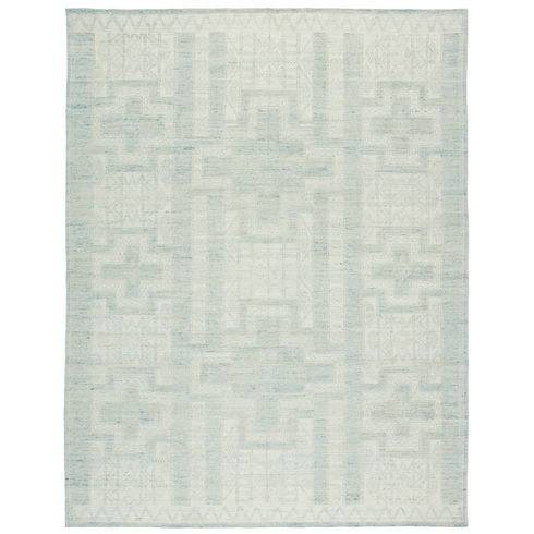 Cirus Hand Knotted Geometric Light Blue/ Ivory Area Rug (6