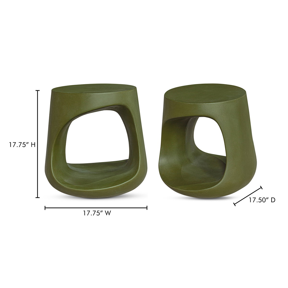 Rothko Outdoor Stool Green, Outdoor Chair by Moe's Home, 1'5.75" width x 1'5.75" height x 1'5.5" depth View 7