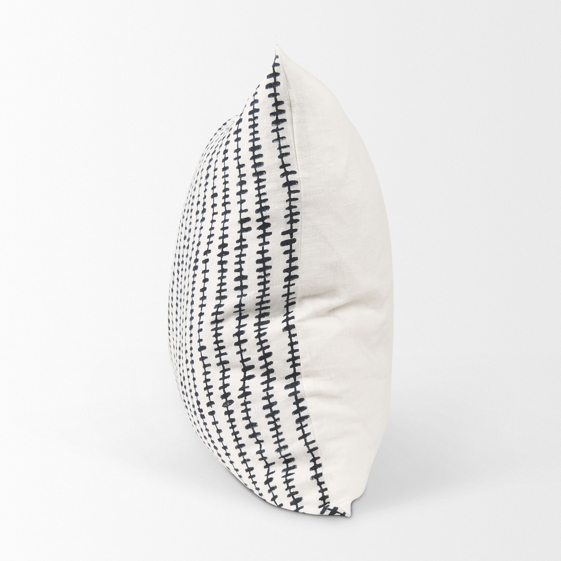 Jenna Cream with Black Print Linen Square Decorative Pillow Cover large image 