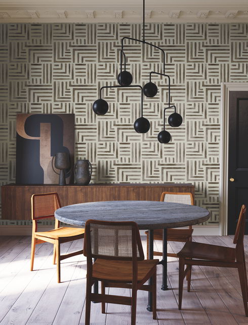 Painterly Labyrinth Warm Neutral Wallpaper