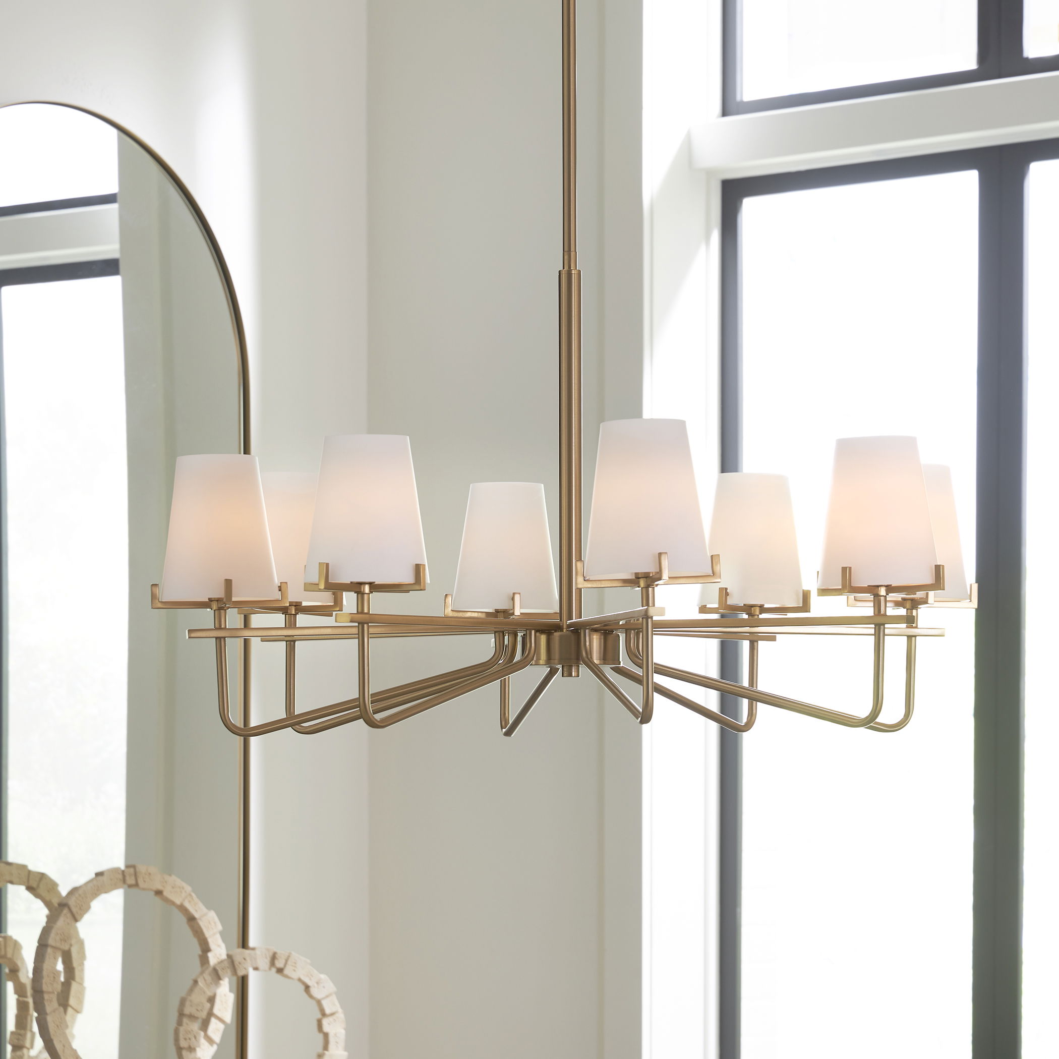 Lassen 8 Light Brass Chandelier large image 