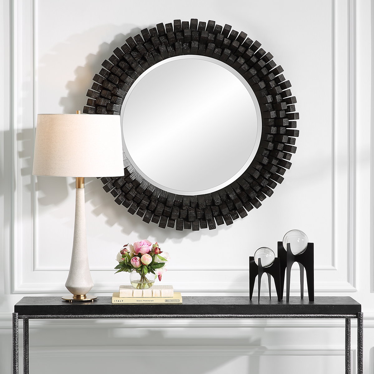 Circle Of Piers Round Mirror, by Uttermost, 3'6.12" width x 3'6.12" height x 3.75" depth View 2