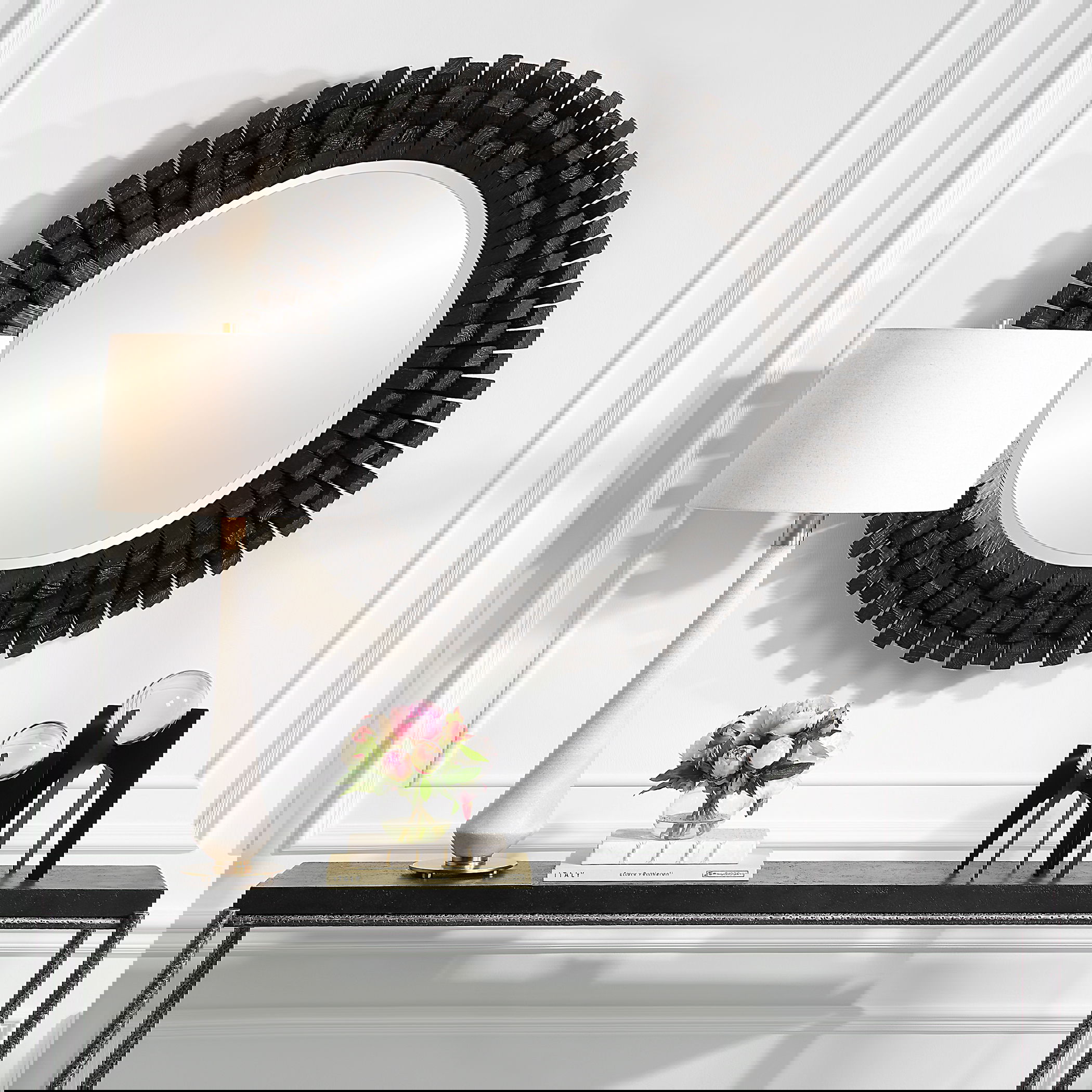 Circle Of Piers Round Mirror, by Uttermost, 42.12" width x 42.12" height x 3.75" depth View 2