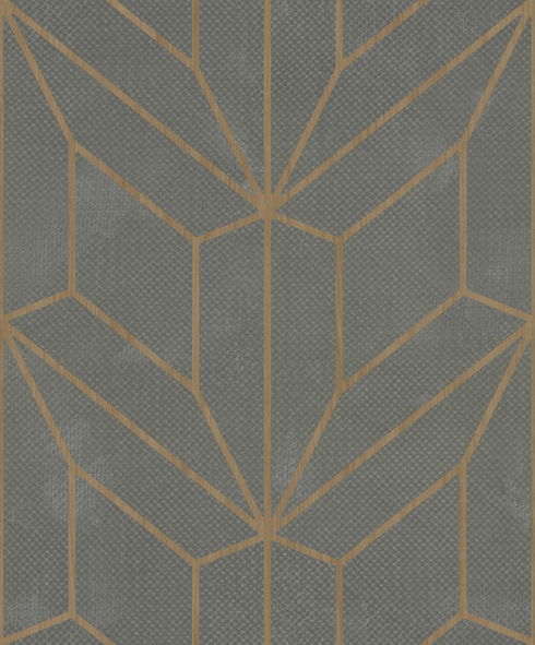 Hammered Diamond Inlay Grey & Wood Wallpaper