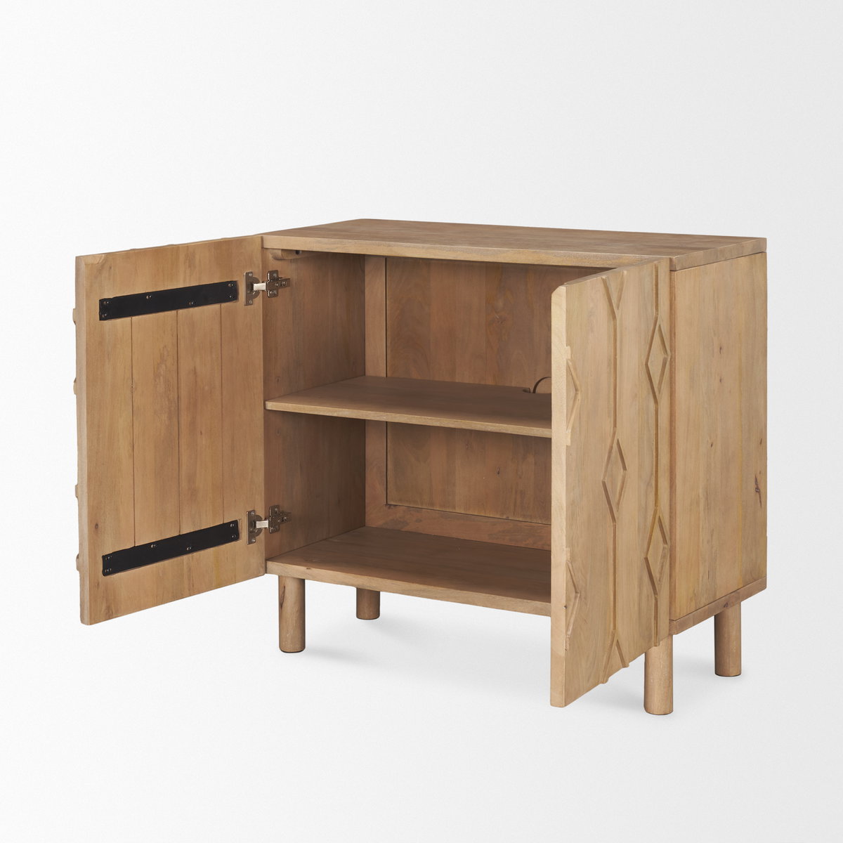 Heera Light Brown Diamond Motif with Shelf Accent Cabinet, Cabinets & Chest by Mercana, 36" length x 16.25" width x 32" height View 8