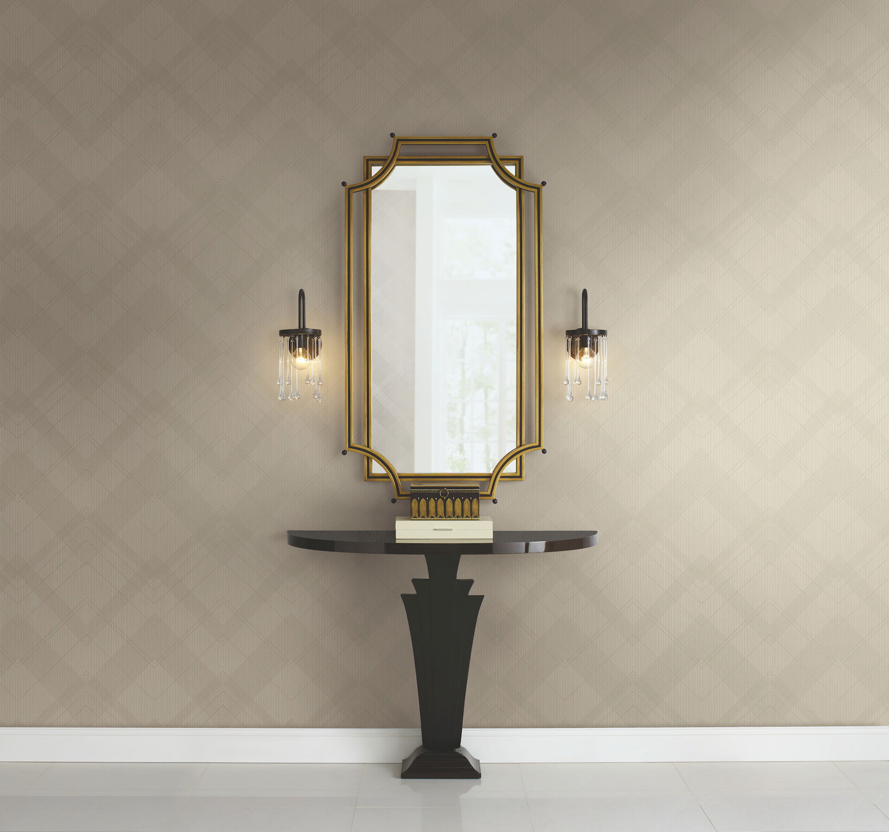 Jazz Age Beige Metallic Wallpaper large image 