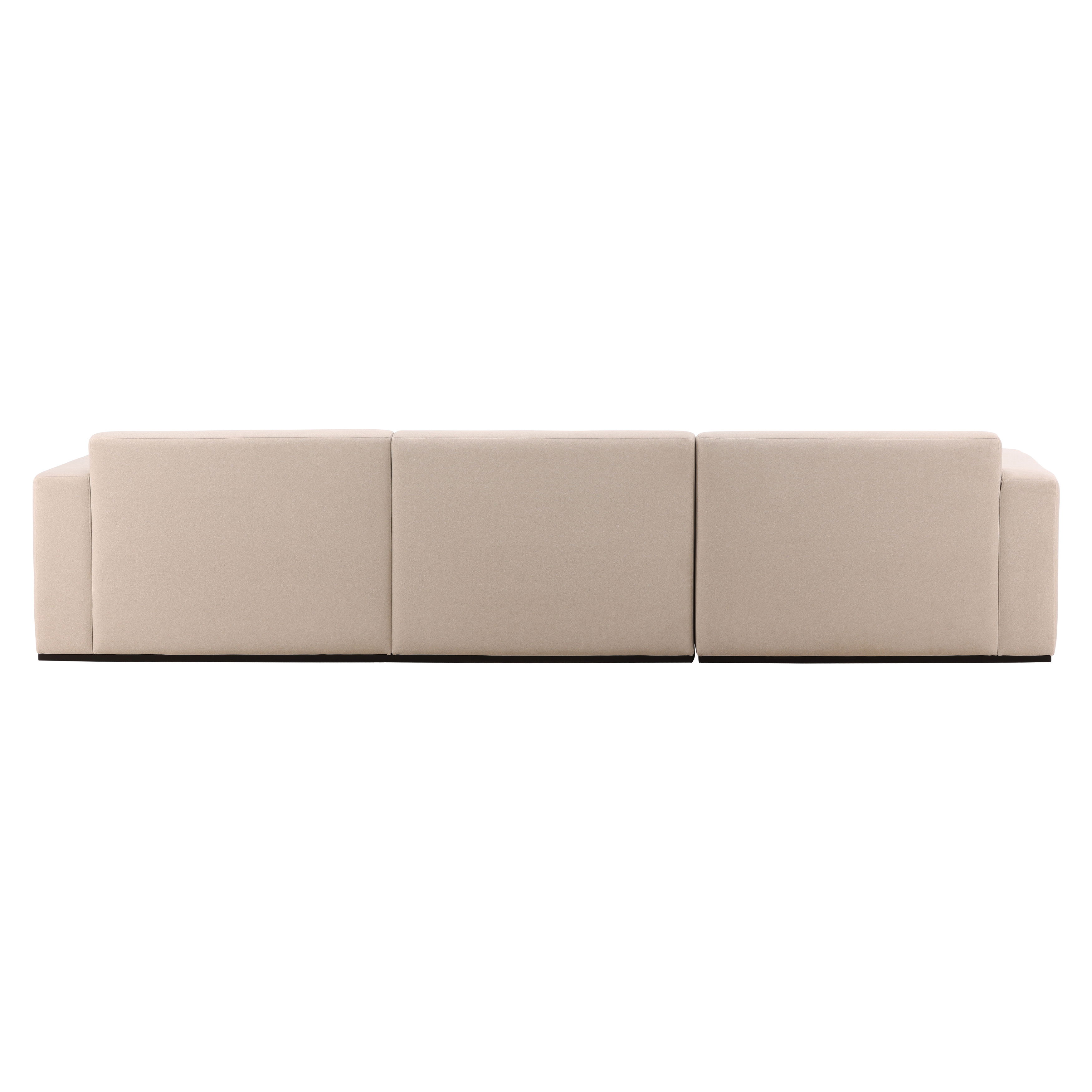 Brooklyn Chaise Sectional Cream, Sectional Sofa by Dovetail, 134.25" width x 29.5" height x 65" depth View 3