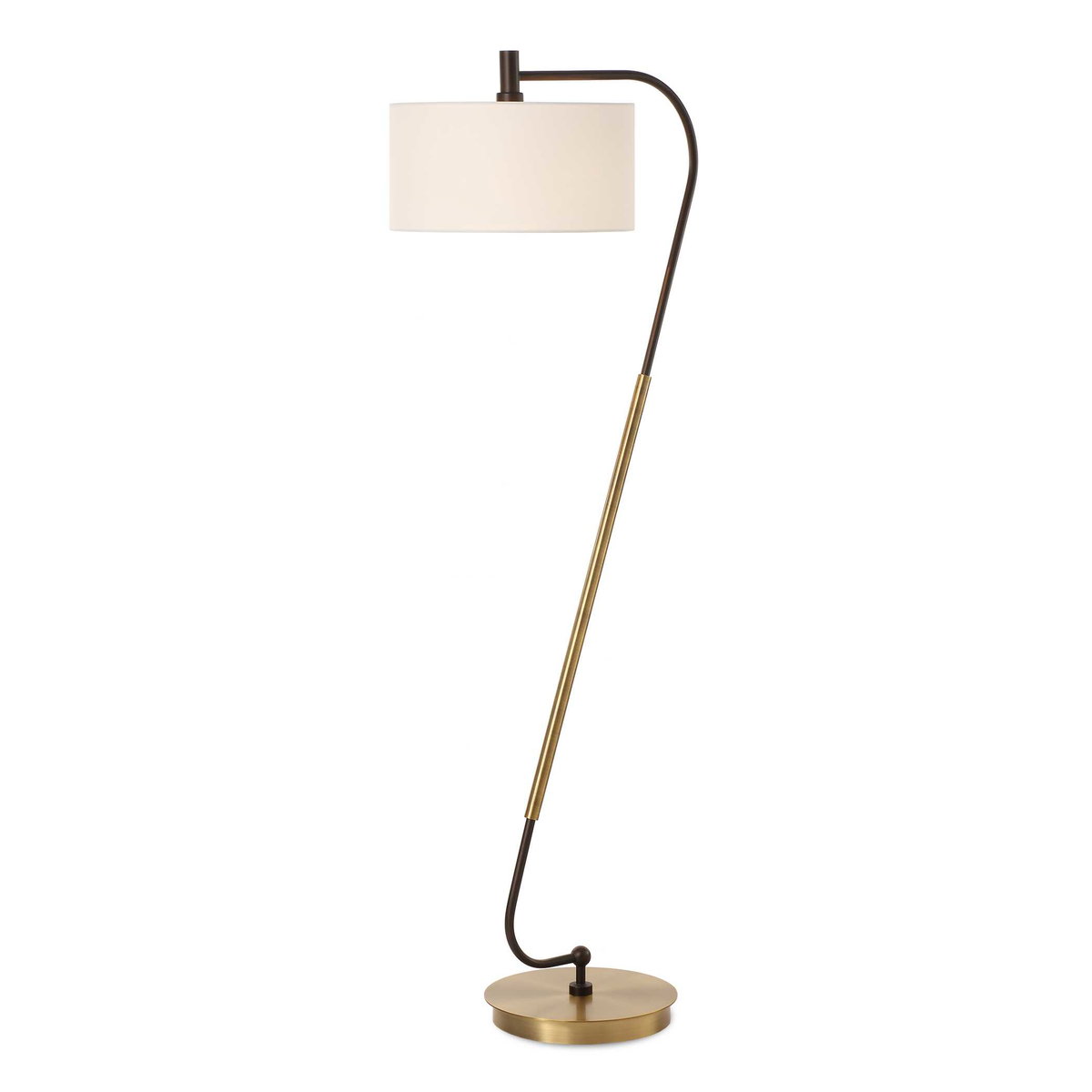 Irwin Curved Brass Floor Lamp, by Uttermost, 23" width x 64.25" height x 16" depth View 1