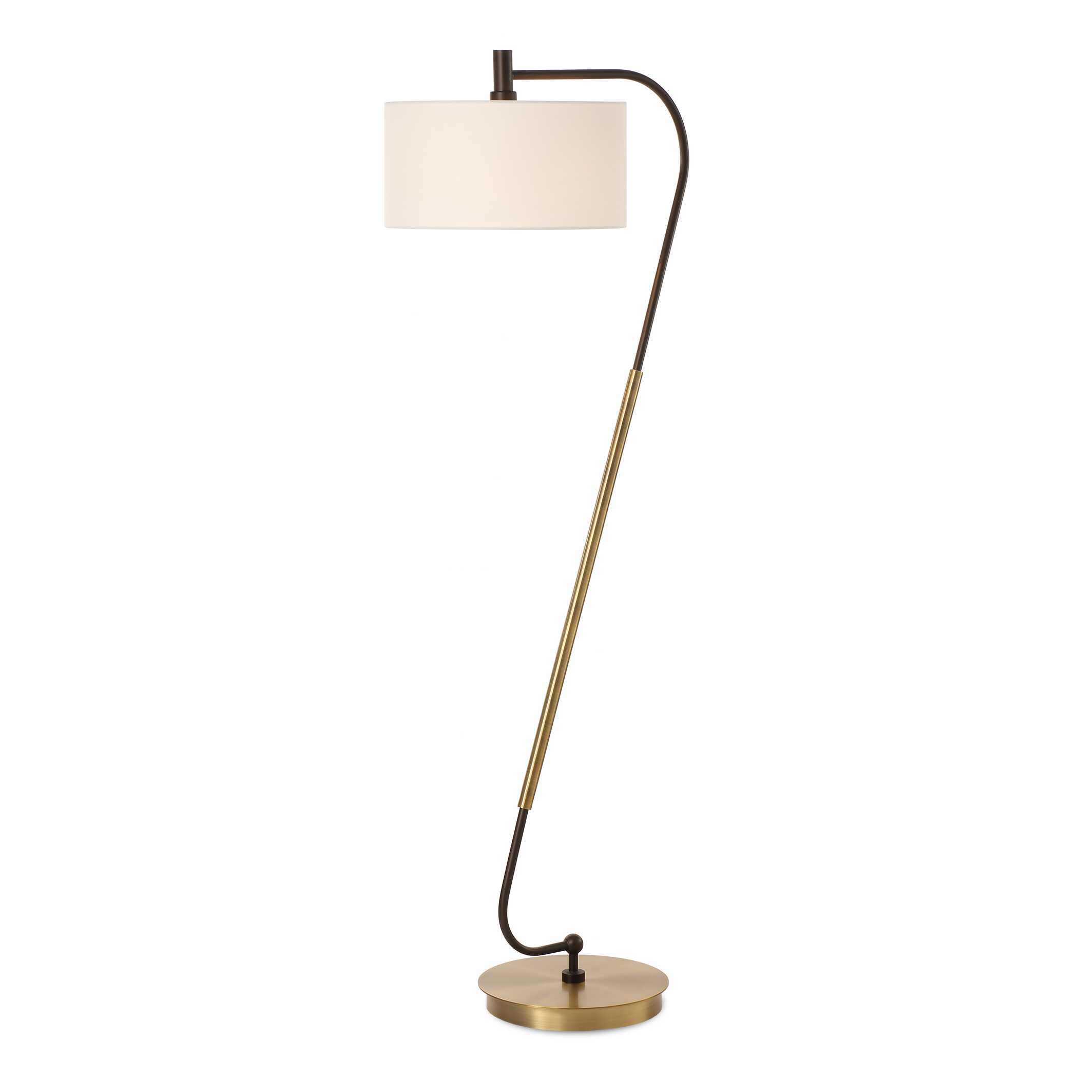Irwin Curved Brass Floor Lamp large image 