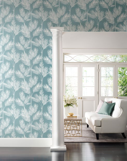 King Palm Silhouette Blue Wallpaper