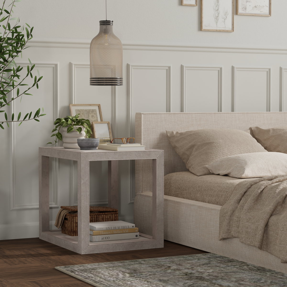 Camden Side Table, by Sarreid, 2'4" length x 1'10" width x 2' height View 14