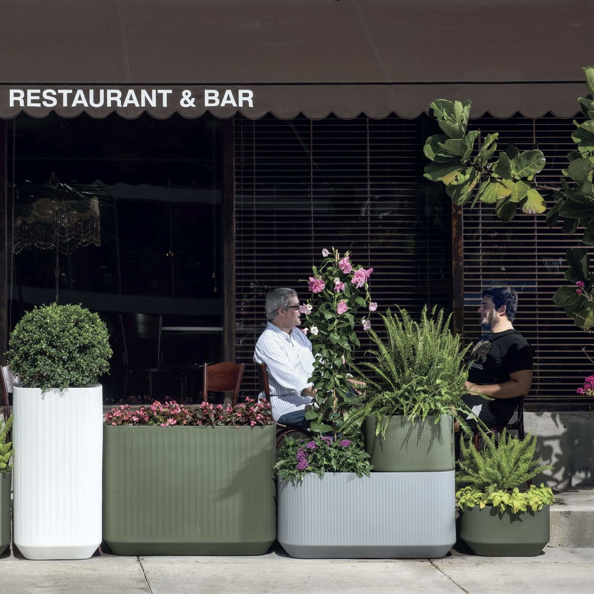 TruDrop Modular Self-Watering Privacy Planter Box - Black, by Crescent Garden, 14" width x 40" height x 30" depth View 2