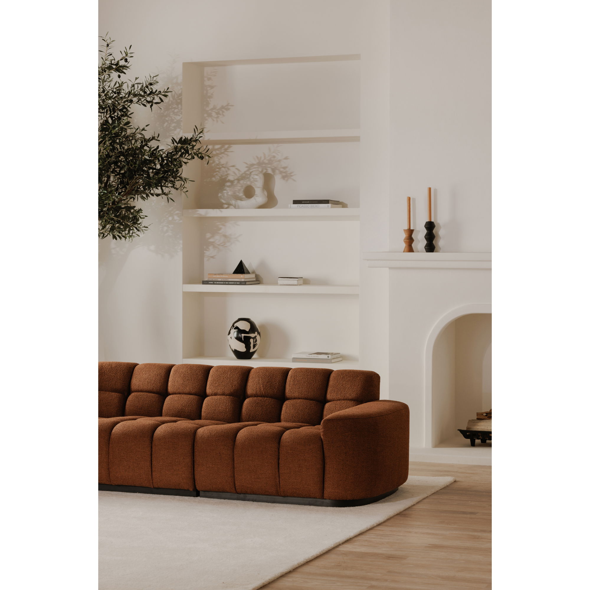 Roman L-shaped Sectional Rust, Sectional Sofa by Moe's Home, 118" width x 26.5" height x 118" depth View 9