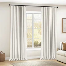 Online Designer Bedroom Birglinde Faux Linen Textured Thermal 100% Blackout Curtains for Bedroom Living Room Rod Pocket/Ring Clips (Set of 2)