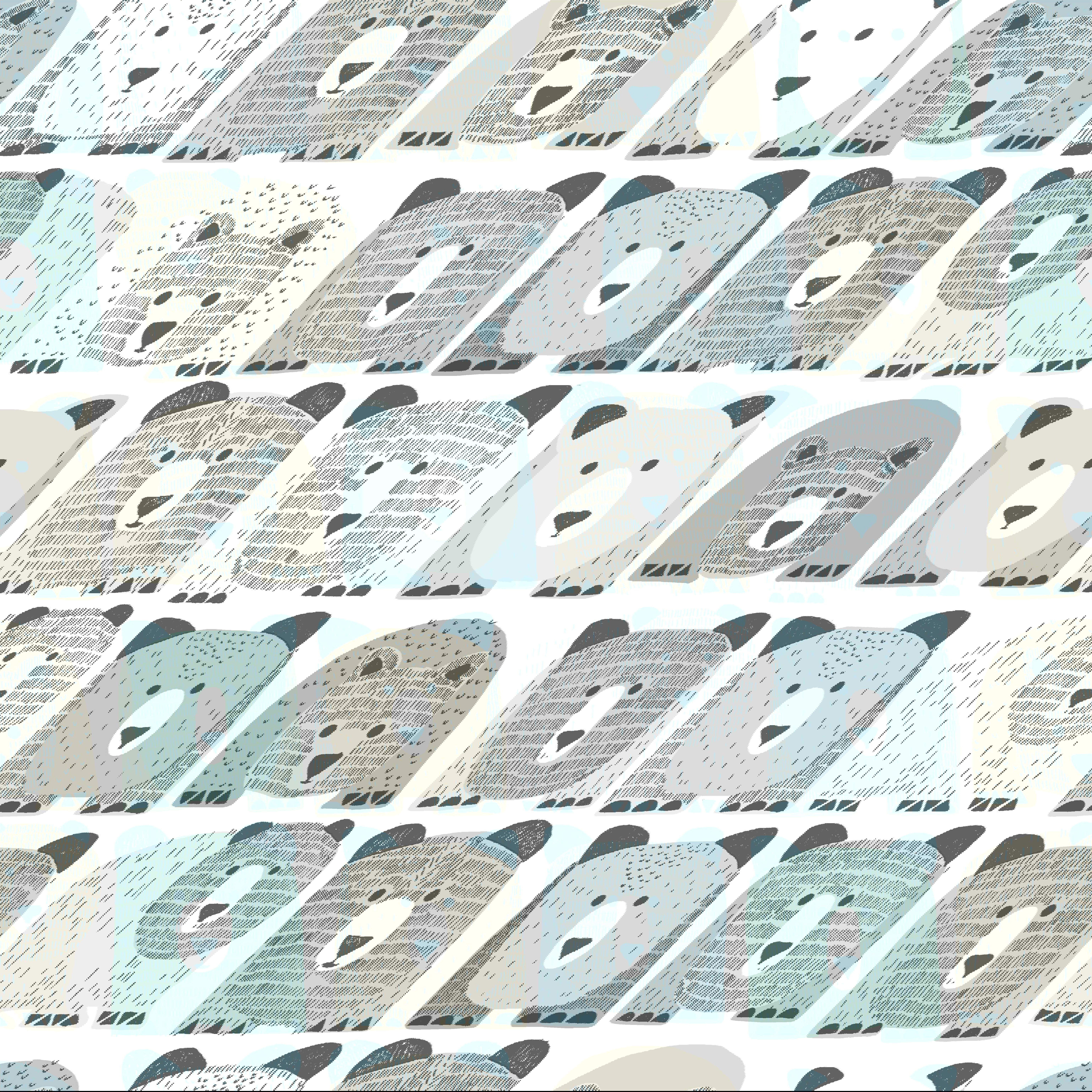 Bears Blue Peel & Stick Wallpaper large image 