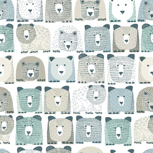 Bears Blue Peel & Stick Wallpaper