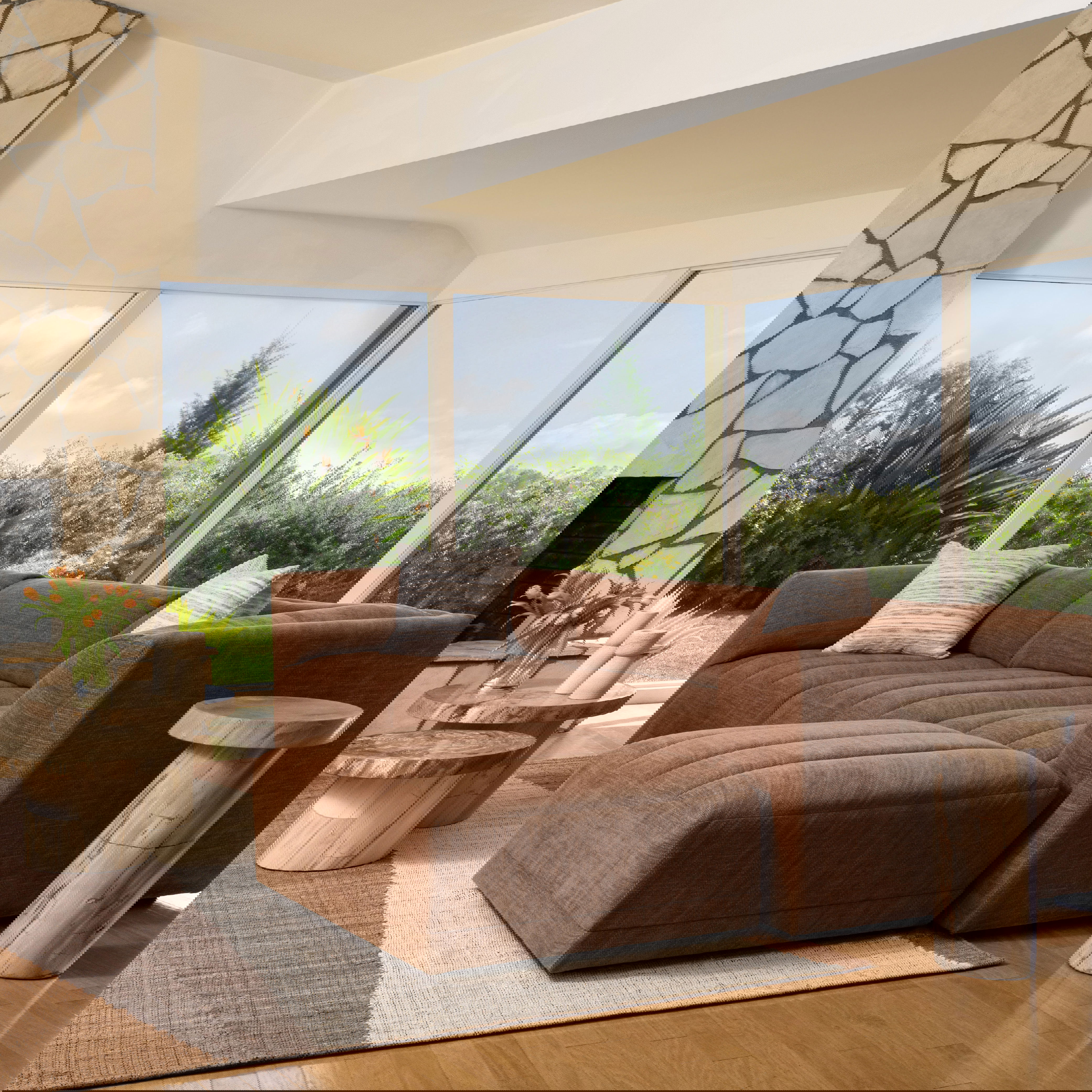 Magda Ottoman Terracotta, by Dovetail, 35.75" width x 17.5" height x 34" depth View 4