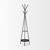 Everett Matte Black Metal with Two Metal Shelves Coat Rack, Stands, Racks & Hook by Mercana, 17" length x 17" width x 71" height thumbnail 4