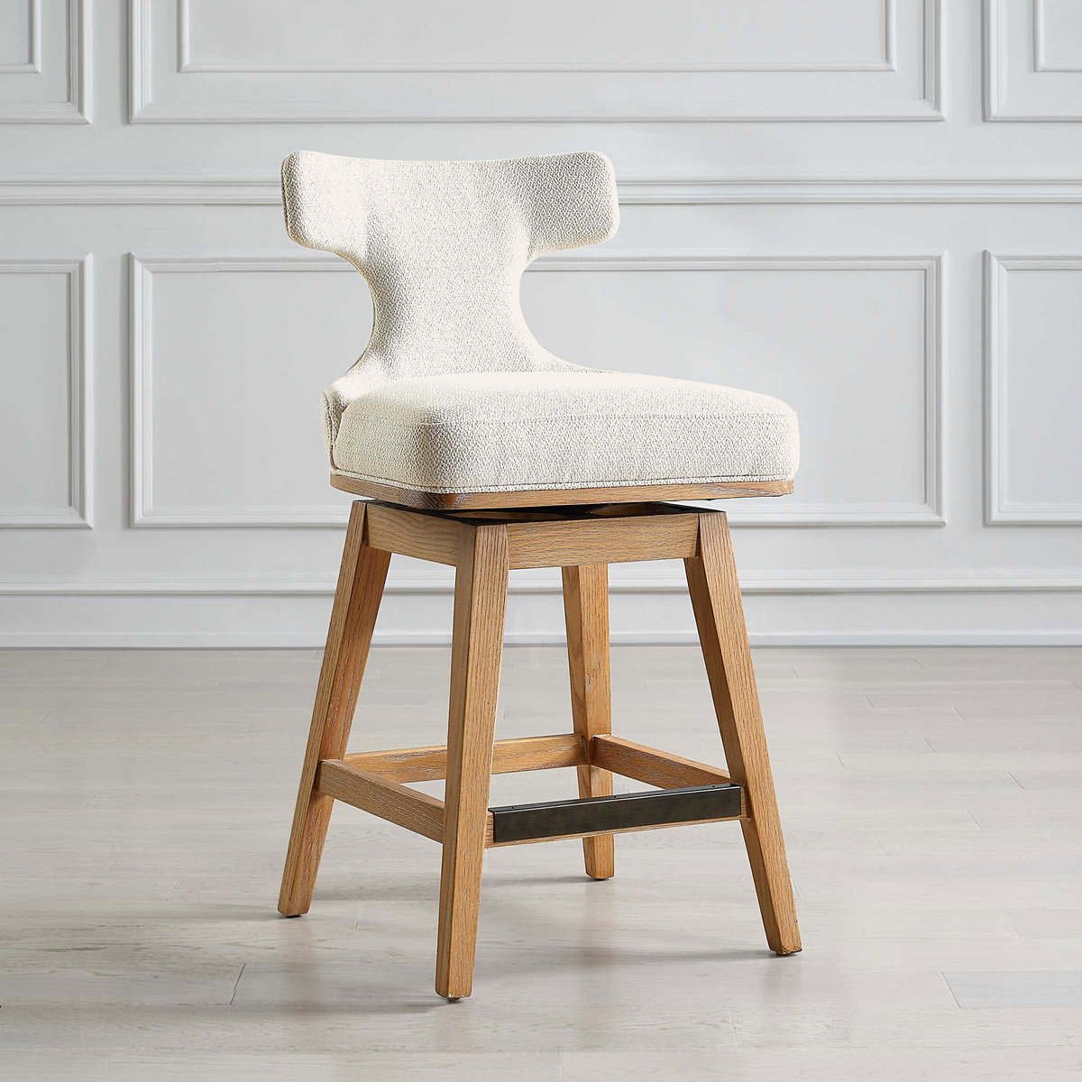 Klismos Off-White Fabric Counter Stool, Counter & Bar Stool by Uttermost, 20" width x 38.25" height x 21.5" depth View 4