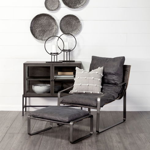 Hornet II Black Leather Body Metal Frame Accent Chair