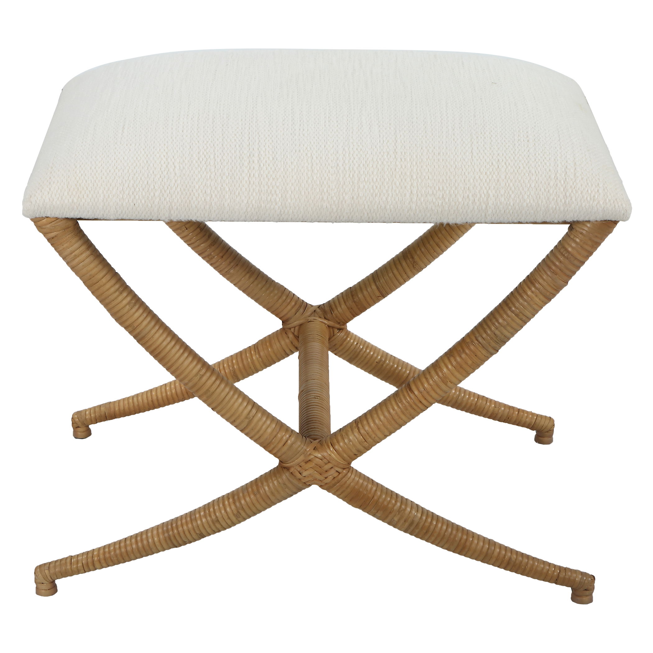 Expedition White Fabric Small Bench, Furniture by Uttermost, 23.5" width x 20" height x 16.12" depth View 1