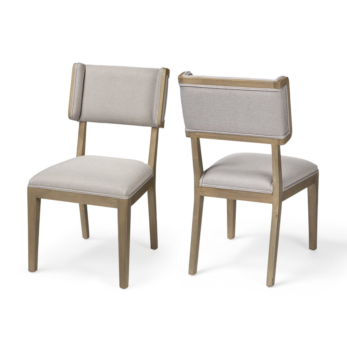 Tenton Open Back Dining Side Chair | Grey Fabric with Brown Wooden, Dining Chair by Mercana, 23.5" length x 19" width x 36.75" height View 5