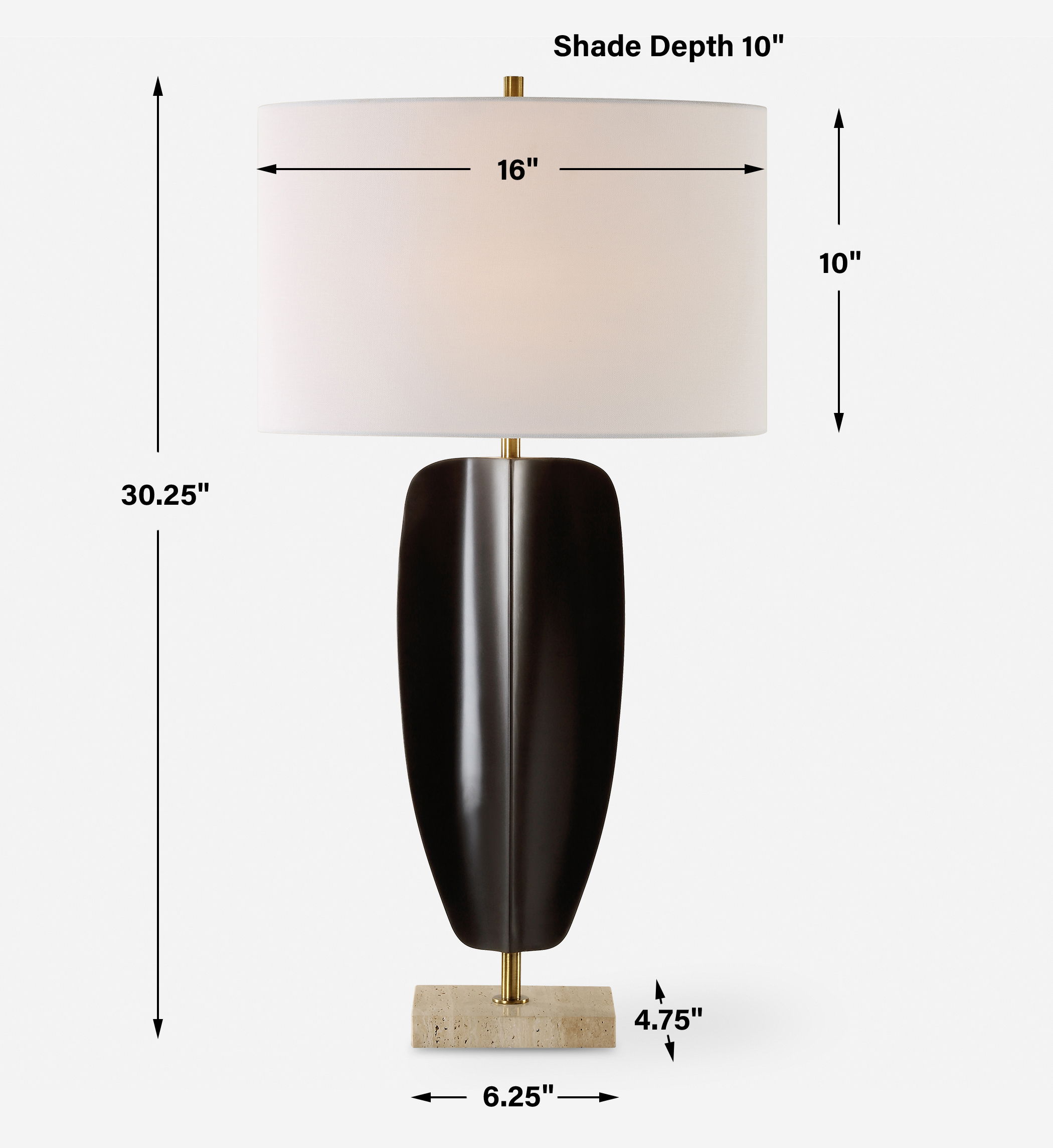 Kure Black Table Lamp, by Uttermost, 16" width x 30.25" height x 10" depth View 3