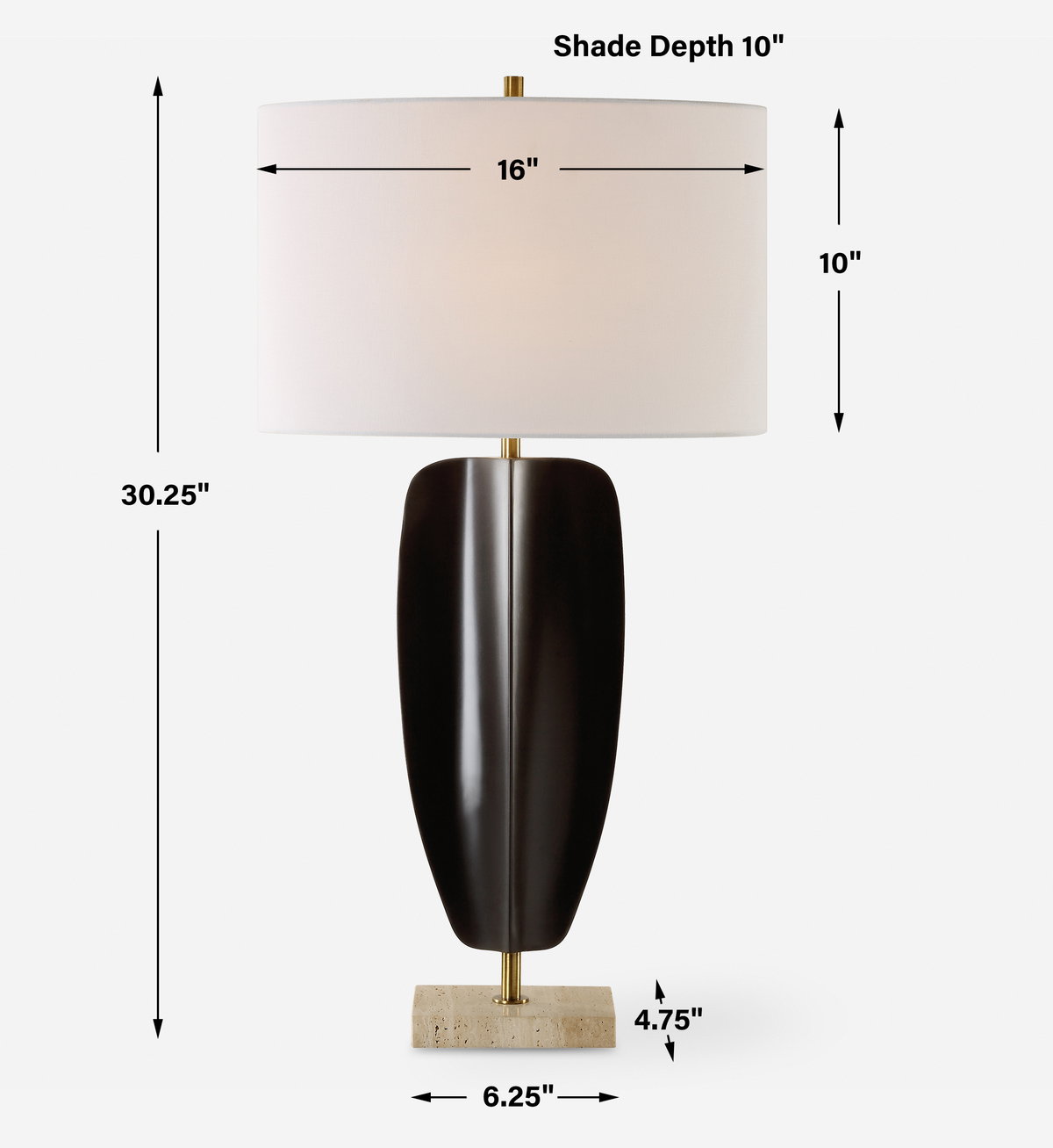 Kure Black Table Lamp, by Uttermost, 16" width x 30.25" height x 10" depth View 3