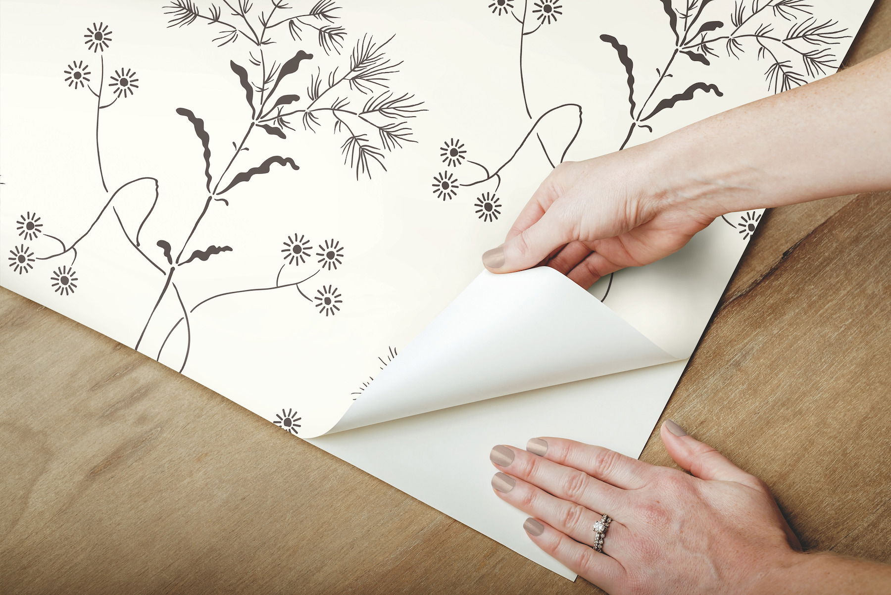 Magnolia Home Wildflower Black & White Peel & Stick Wallpaper, by York Wall, 20' length x 1'8.5" width x 0.02" depth View 5