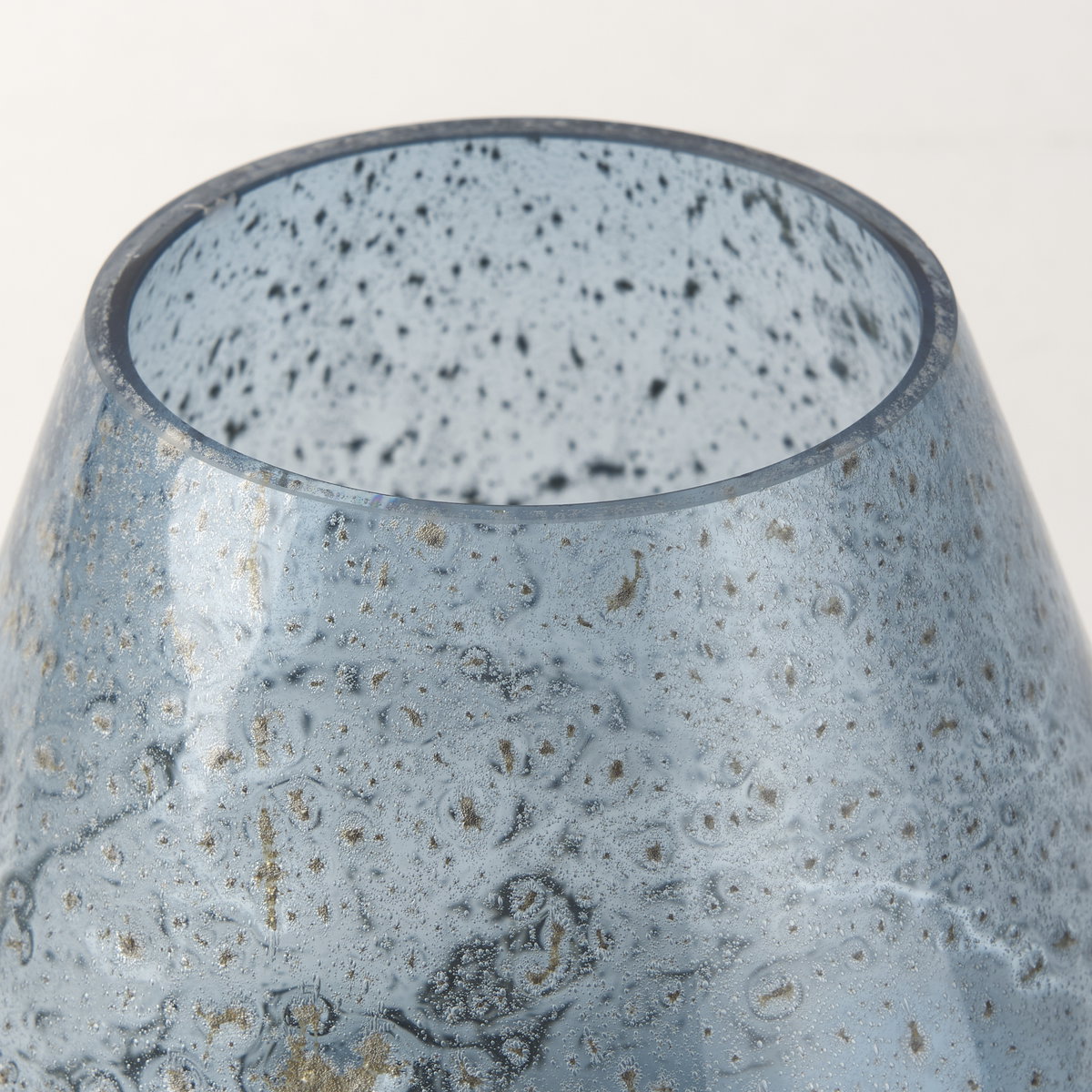 Robyn Short Blue Glass Vase, by Mercana, 7.8" length x 7.8" width x 6.77" height View 6