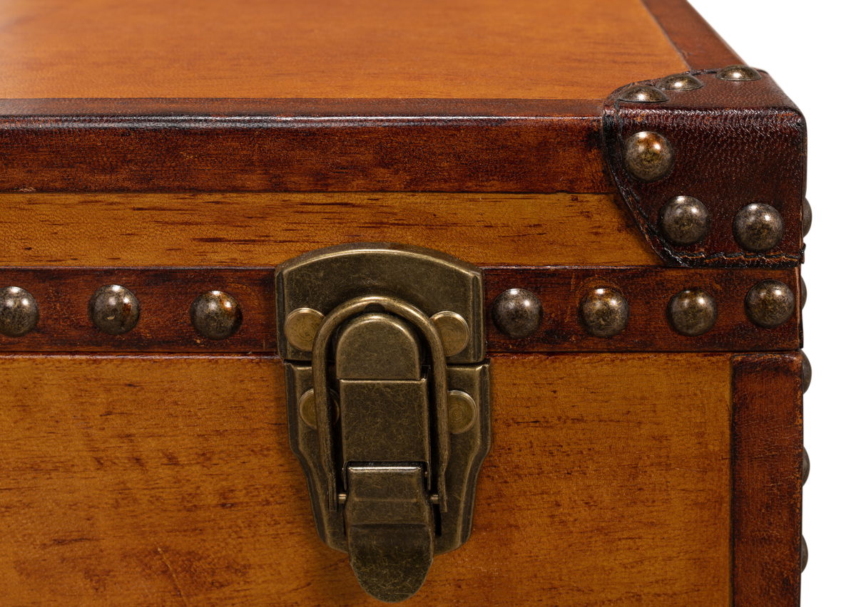 Abilene Leather Box W/Stand, by Sarreid, 1'1" length x 1'11" width x 1'8" height View 8
