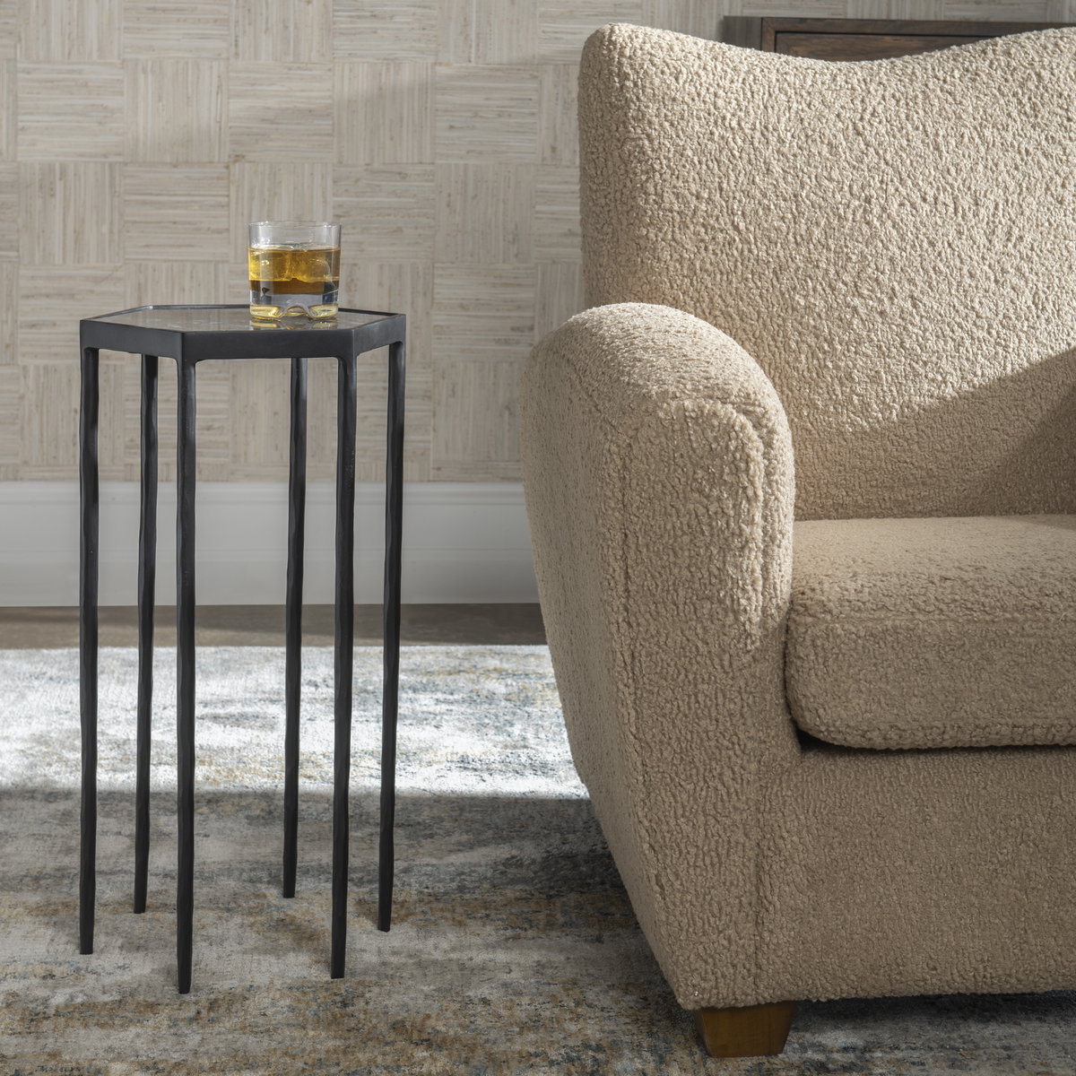 Aviary Hexagonal Accent Table, Side & End Table by Uttermost, 11.85" width x 24" height x 10.5" depth View 2
