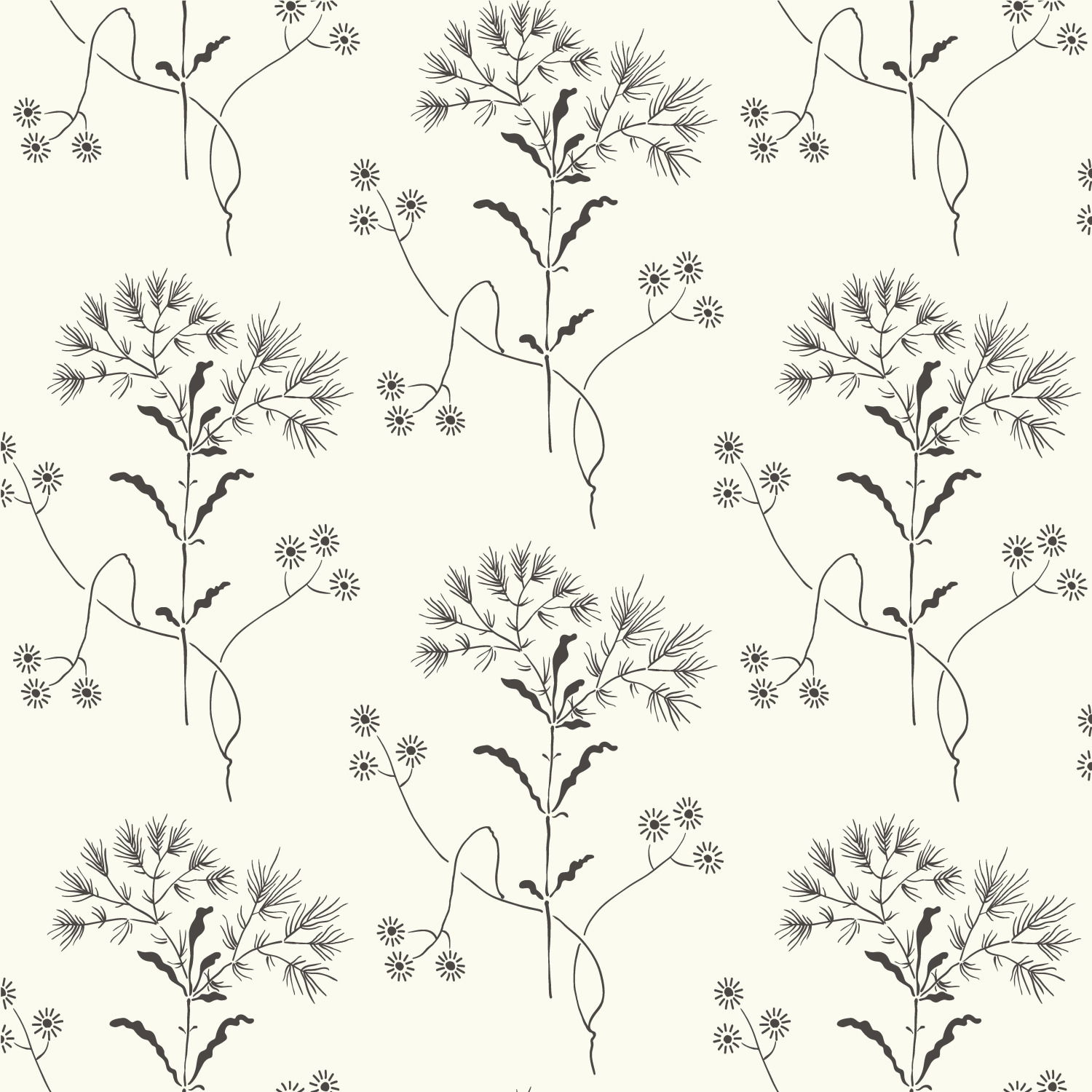 Wildflower Black & White Wallpaper large image 