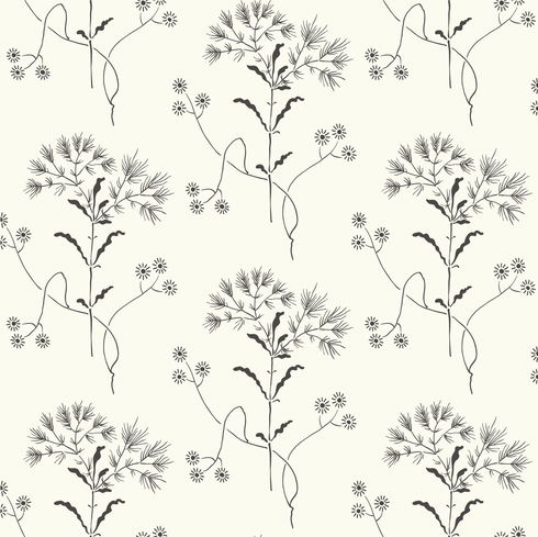 Wildflower Black & White Wallpaper
