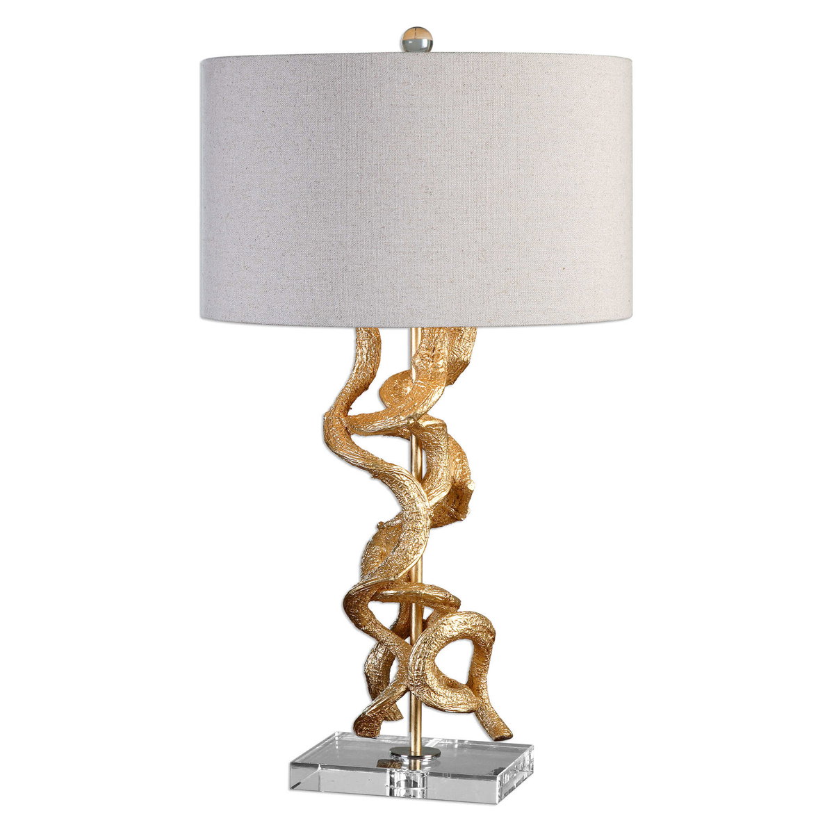 Twisted Vines Gold Table Lamp, by Uttermost, 16" width x 28.5" height x 16" depth View 1