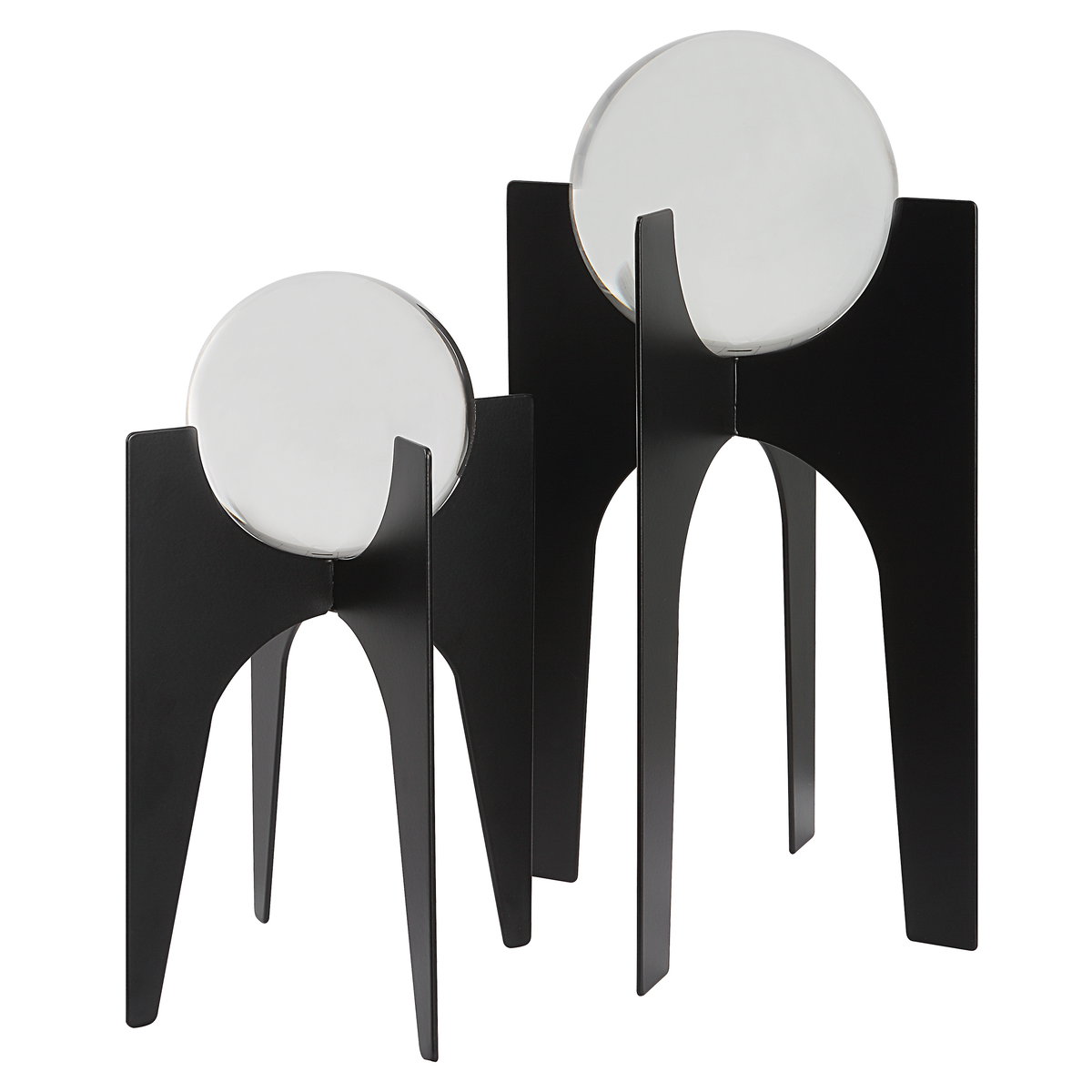 Ellianna Crystal Spheres On Black Base Set/2, Decorative by Uttermost, 7.12" width x 15.62" height x 7.12" depth View 1