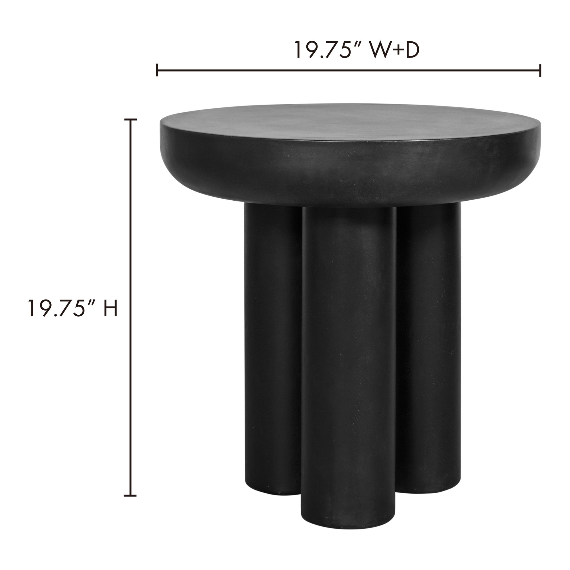 Rocca Side Table Black, Side & End Table by Moe's Home, 19.75" width x 19.75" height x 19.75" depth View 9