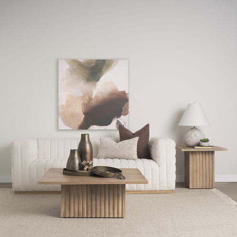 June Light Brown Wood with Fluting Square Side Table