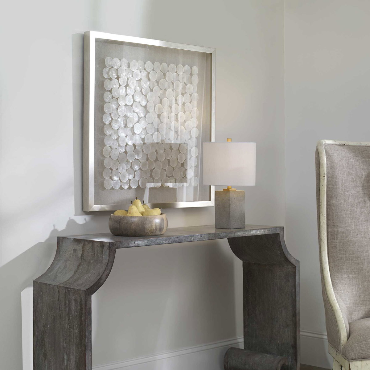 Roxas Capiz Shell Shadow Box, Sculptural Wall Art by Uttermost, 31.5" width x 31.5" height x 1.75" depth View 4