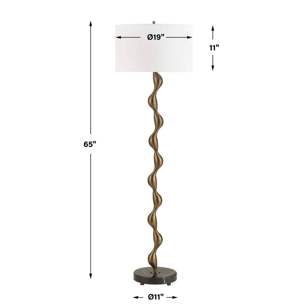Remolino Bronze Floor Lamp, by Uttermost, 19" width x 65" height x 19" depth View 3