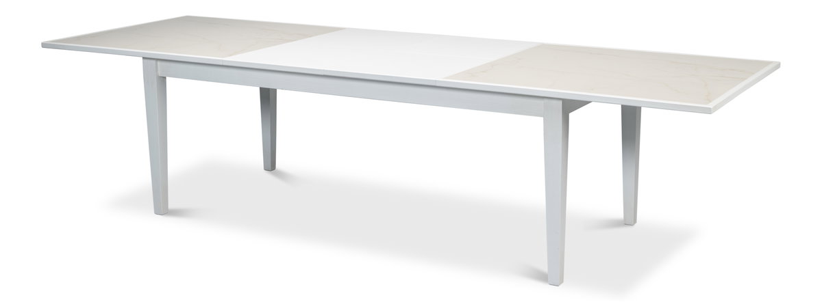 Elton Butterfly Dining Table White, by Sarreid, 3'5" length x 6'9" width x 2'6" height View 1